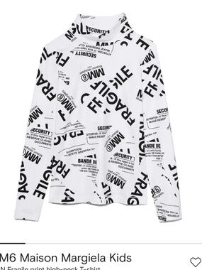 Maison Martin Margiela kids 12 or W XXS fragile NWOT and Black Graphic Logo Tee